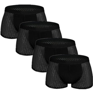 4pcs/lot Mesh Boxer Shorts Men Underwear Boxers Homme Sexy Transparent Mens Underpants Bamboo Fiber Panties Ice Silk Size L-7XL