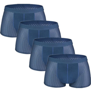 4pcs/lot Mesh Boxer Shorts Men Underwear Boxers Homme Sexy Transparent Mens Underpants Bamboo Fiber Panties Ice Silk Size L-7XL