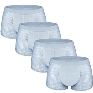4pcs/lot Mesh Boxer Shorts Men Underwear Boxers Homme Sexy Transparent Mens Underpants Bamboo Fiber Panties Ice Silk Size L-7XL