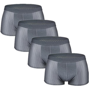 4pcs/lot Mesh Boxer Shorts Men Underwear Boxers Homme Sexy Transparent Mens Underpants Bamboo Fiber Panties Ice Silk Size L-7XL