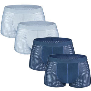4pcs/lot Mesh Boxer Shorts Men Underwear Boxers Homme Sexy Transparent Mens Underpants Bamboo Fiber Panties Ice Silk Size L-7XL