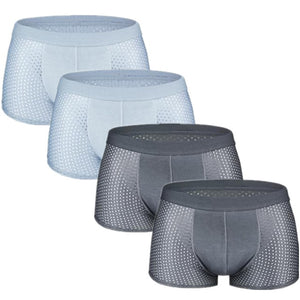 4pcs/lot Mesh Boxer Shorts Men Underwear Boxers Homme Sexy Transparent Mens Underpants Bamboo Fiber Panties Ice Silk Size L-7XL