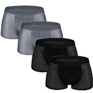 4pcs/lot Mesh Boxer Shorts Men Underwear Boxers Homme Sexy Transparent Mens Underpants Bamboo Fiber Panties Ice Silk Size L-7XL