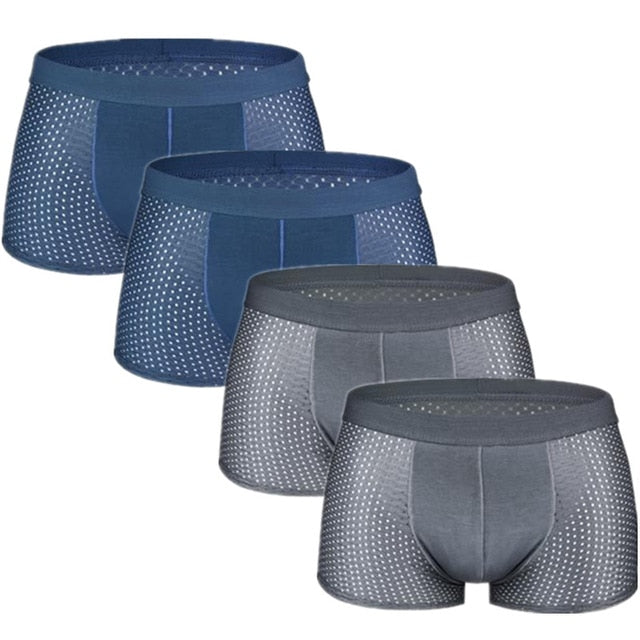 4pcs/lot Mesh Boxer Shorts Men Underwear Boxers Homme Sexy Transparent Mens Underpants Bamboo Fiber Panties Ice Silk Size L-7XL