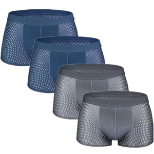 4pcs/lot Mesh Boxer Shorts Men Underwear Boxers Homme Sexy Transparent Mens Underpants Bamboo Fiber Panties Ice Silk Size L-7XL