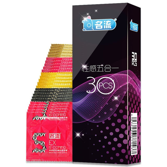 Mingliu 30pcs 5 Types Ultra Thin Condoms Sexy Latex Dots Pleasure Natural Rubber Condones Male Contraception Penis Sleeve