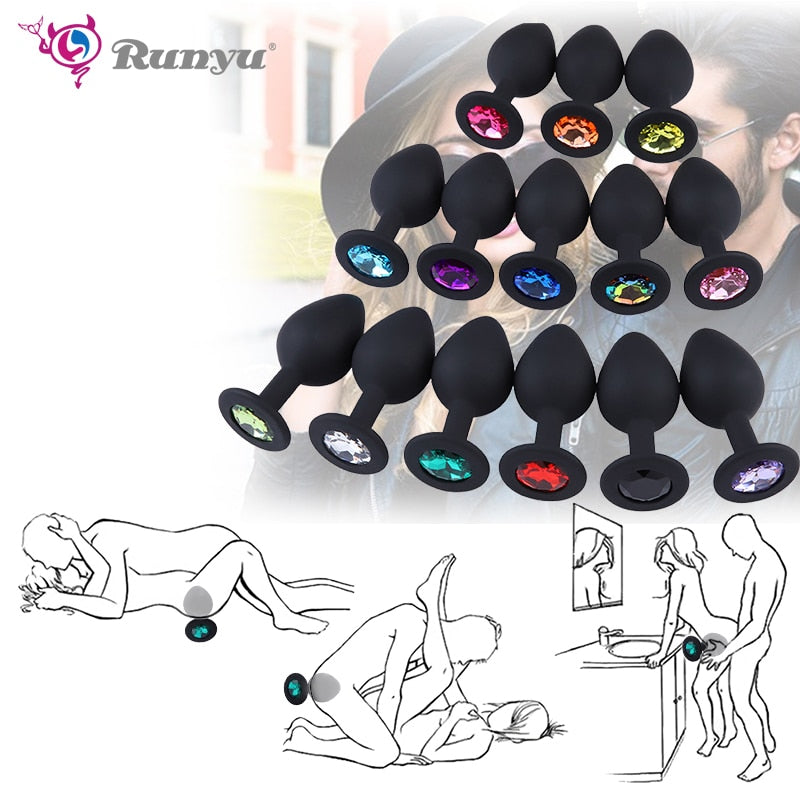 Butt Plug Safe Silicone Butt Plug With Crystal Jewelry Anal Plug Vaginal Plug Sex Toys For Woman Men Anal Dilator Toys for Gay