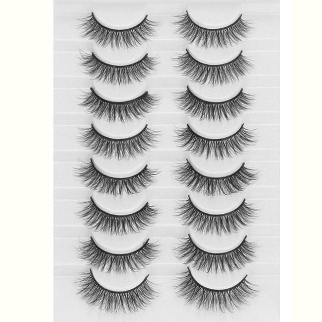 LEKGAVD 8 Pairs 3D Mink False Eyelashes Natural Wispy Fluffy Dramatic Volume Fake Lashes Extension Handmade Cruelty-free Eyelash