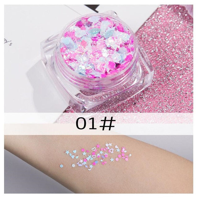 Mermaid Jelly Face Glitter Gel Face Jewels Body Eye Face Sequin Gel Holographic Chunky Glitter Flash Drill Festival Decoration