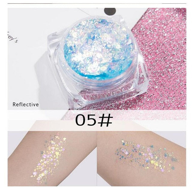Mermaid Jelly Face Glitter Gel Face Jewels Body Eye Face Sequin Gel Holographic Chunky Glitter Flash Drill Festival Decoration