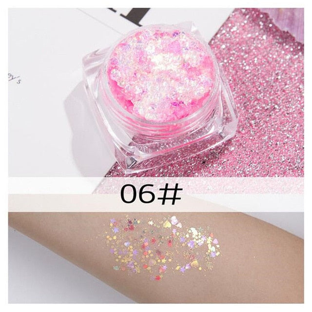 Mermaid Jelly Face Glitter Gel Face Jewels Body Eye Face Sequin Gel Holographic Chunky Glitter Flash Drill Festival Decoration