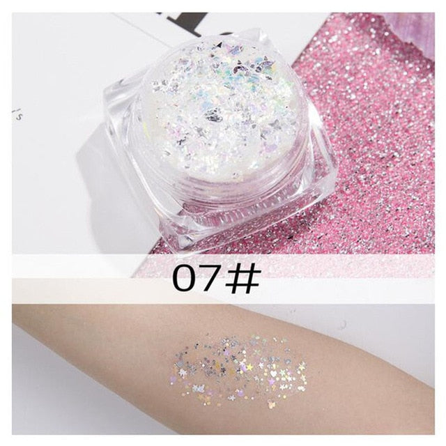 Mermaid Jelly Face Glitter Gel Face Jewels Body Eye Face Sequin Gel Holographic Chunky Glitter Flash Drill Festival Decoration