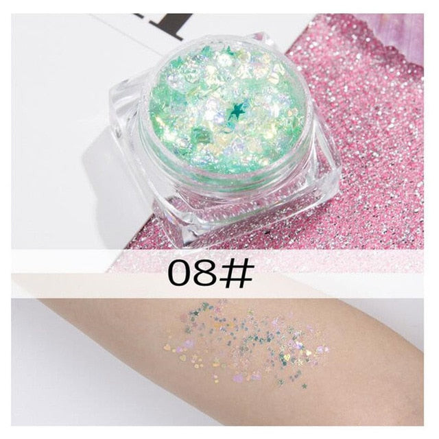 Mermaid Jelly Face Glitter Gel Face Jewels Body Eye Face Sequin Gel Holographic Chunky Glitter Flash Drill Festival Decoration
