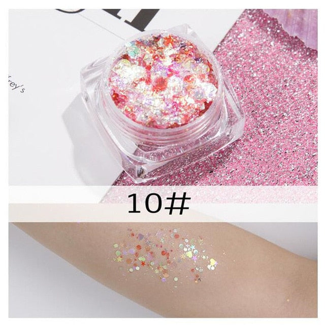 Mermaid Jelly Face Glitter Gel Face Jewels Body Eye Face Sequin Gel Holographic Chunky Glitter Flash Drill Festival Decoration
