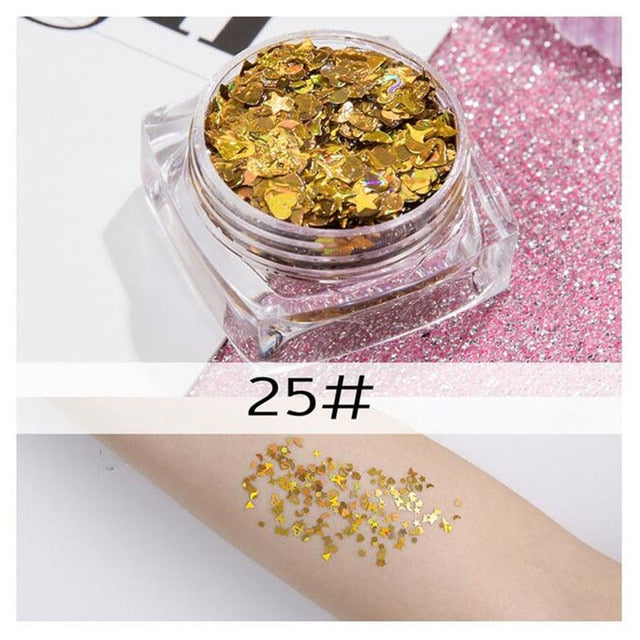 Mermaid Jelly Face Glitter Gel Face Jewels Body Eye Face Sequin Gel Holographic Chunky Glitter Flash Drill Festival Decoration