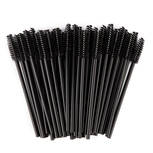 zwellbe Good Quality Disposable 50 Pcs/Pack Crystal Eyelash Makeup Brush  Diamond Handle Mascara Wands Eyelash Extension Tool