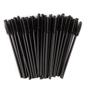 zwellbe Good Quality Disposable 50 Pcs/Pack Crystal Eyelash Makeup Brush  Diamond Handle Mascara Wands Eyelash Extension Tool