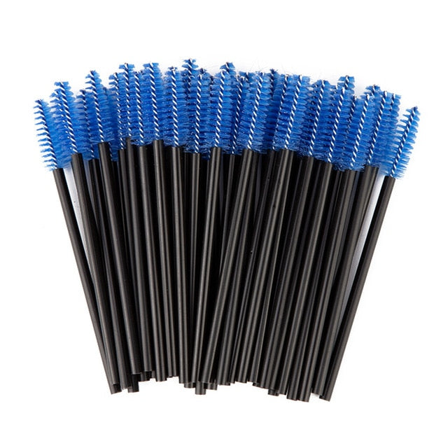 zwellbe Good Quality Disposable 50 Pcs/Pack Crystal Eyelash Makeup Brush  Diamond Handle Mascara Wands Eyelash Extension Tool