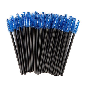 zwellbe Good Quality Disposable 50 Pcs/Pack Crystal Eyelash Makeup Brush  Diamond Handle Mascara Wands Eyelash Extension Tool