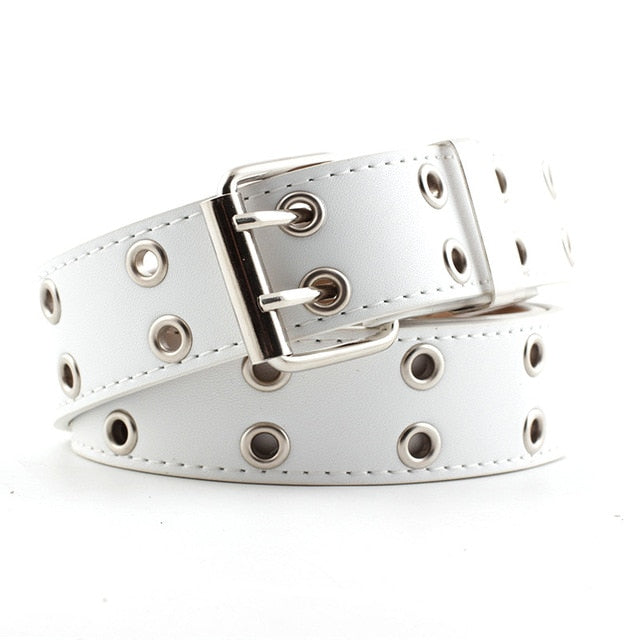 Women Punk Chain Fashion Belt Adjustable Double/Single Row Hole Eyelet Waistband with Eyelet Chain Decorative Belts 2020 New