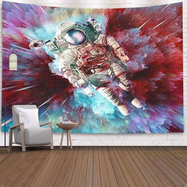 Polyester Throw Tapestry Home Decor Astronaut Print Paisley Wall Hanging Yoga Mat Sleeping Pad Travel Tapestry Large Planet Mats
