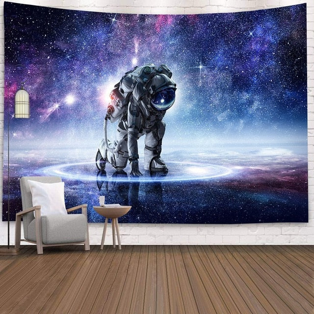 Polyester Throw Tapestry Home Decor Astronaut Print Paisley Wall Hanging Yoga Mat Sleeping Pad Travel Tapestry Large Planet Mats