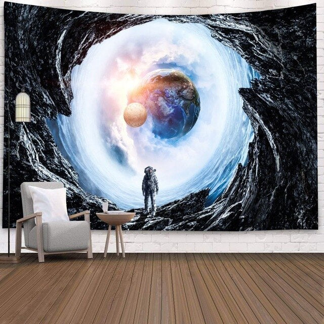 Polyester Throw Tapestry Home Decor Astronaut Print Paisley Wall Hanging Yoga Mat Sleeping Pad Travel Tapestry Large Planet Mats