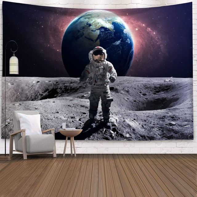 Polyester Throw Tapestry Home Decor Astronaut Print Paisley Wall Hanging Yoga Mat Sleeping Pad Travel Tapestry Large Planet Mats