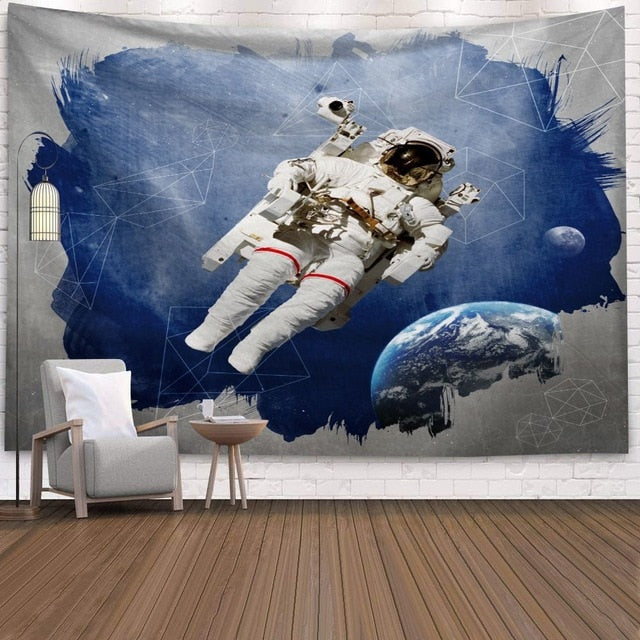 Polyester Throw Tapestry Home Decor Astronaut Print Paisley Wall Hanging Yoga Mat Sleeping Pad Travel Tapestry Large Planet Mats