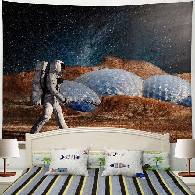 Polyester Throw Tapestry Home Decor Astronaut Print Paisley Wall Hanging Yoga Mat Sleeping Pad Travel Tapestry Large Planet Mats