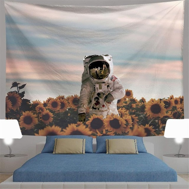 Polyester Throw Tapestry Home Decor Astronaut Print Paisley Wall Hanging Yoga Mat Sleeping Pad Travel Tapestry Large Planet Mats