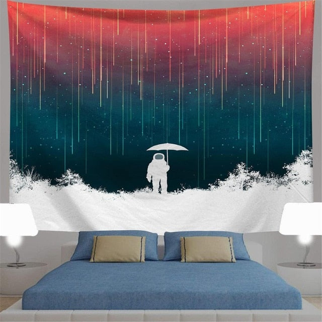 Polyester Throw Tapestry Home Decor Astronaut Print Paisley Wall Hanging Yoga Mat Sleeping Pad Travel Tapestry Large Planet Mats