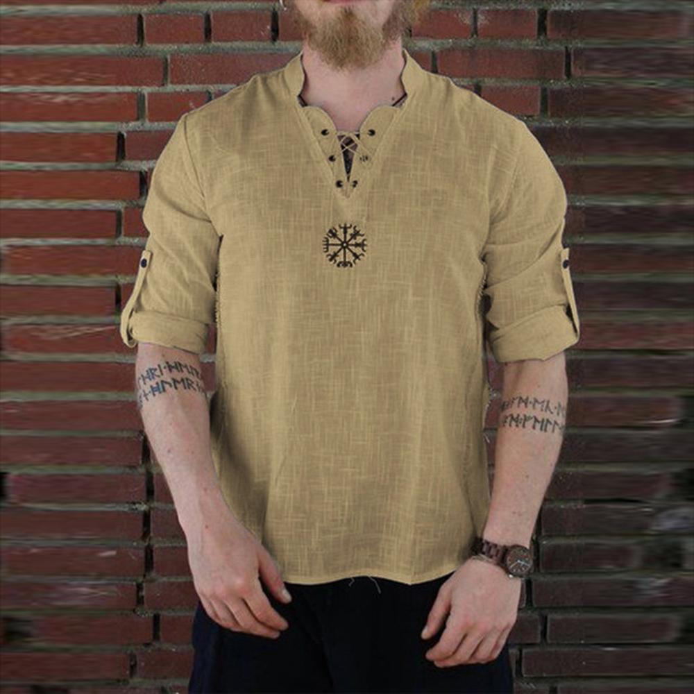 New Spring Men's Casual Blouse 2020 Mens Summer Thin Solid Color Shirts Long Sleeve Linen Pullover Shirt Male FM024