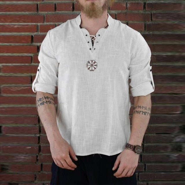 New Spring Men's Casual Blouse 2020 Mens Summer Thin Solid Color Shirts Long Sleeve Linen Pullover Shirt Male FM024