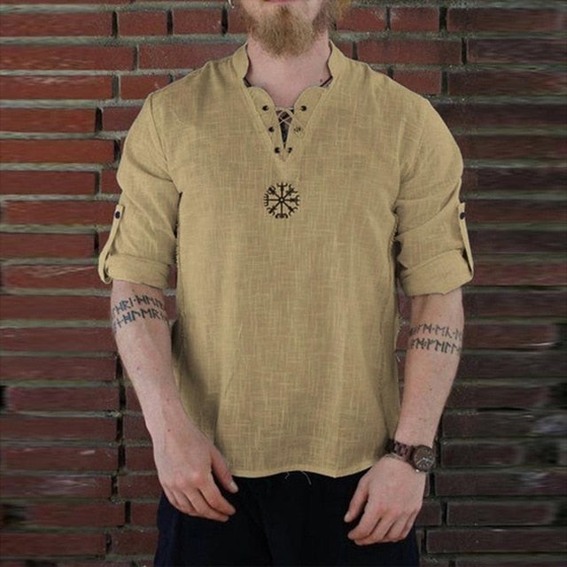New Spring Men's Casual Blouse 2020 Mens Summer Thin Solid Color Shirts Long Sleeve Linen Pullover Shirt Male FM024