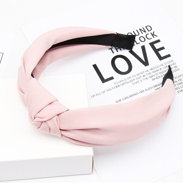 Solid Color Knot Headbands for Women Simple Fabric Girls Hairband Women Hair Accessories Wide Side Hair Band