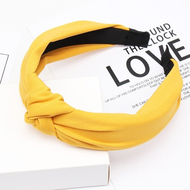 Solid Color Knot Headbands for Women Simple Fabric Girls Hairband Women Hair Accessories Wide Side Hair Band