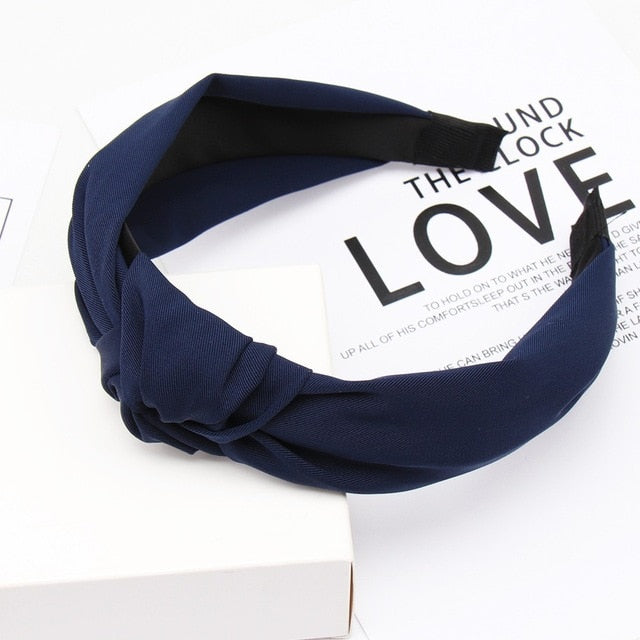 Solid Color Knot Headbands for Women Simple Fabric Girls Hairband Women Hair Accessories Wide Side Hair Band