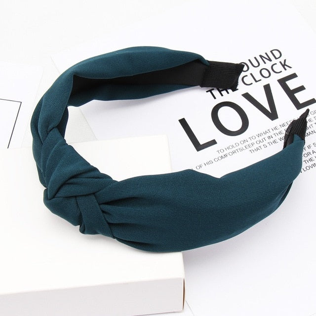 Solid Color Knot Headbands for Women Simple Fabric Girls Hairband Women Hair Accessories Wide Side Hair Band