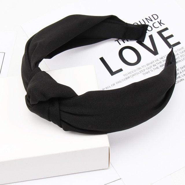 Solid Color Knot Headbands for Women Simple Fabric Girls Hairband Women Hair Accessories Wide Side Hair Band