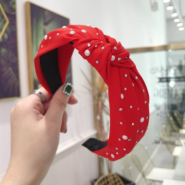 Solid Color Knot Headbands for Women Simple Fabric Girls Hairband Women Hair Accessories Wide Side Hair Band