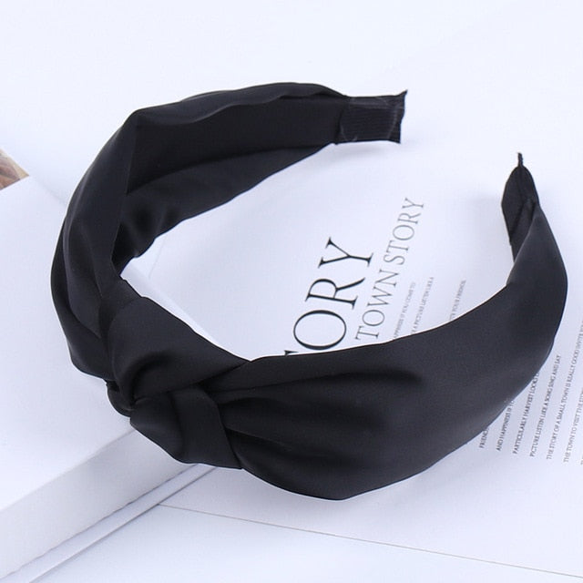 Solid Color Knot Headbands for Women Simple Fabric Girls Hairband Women Hair Accessories Wide Side Hair Band