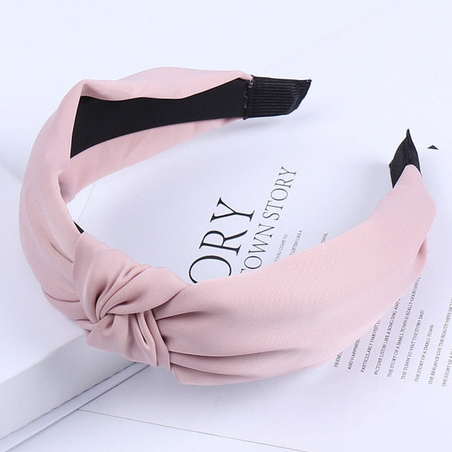 Solid Color Knot Headbands for Women Simple Fabric Girls Hairband Women Hair Accessories Wide Side Hair Band