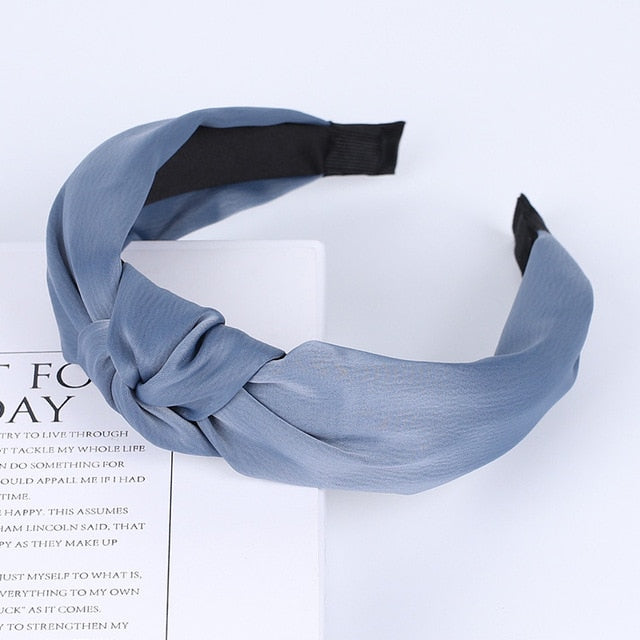 Solid Color Knot Headbands for Women Simple Fabric Girls Hairband Women Hair Accessories Wide Side Hair Band