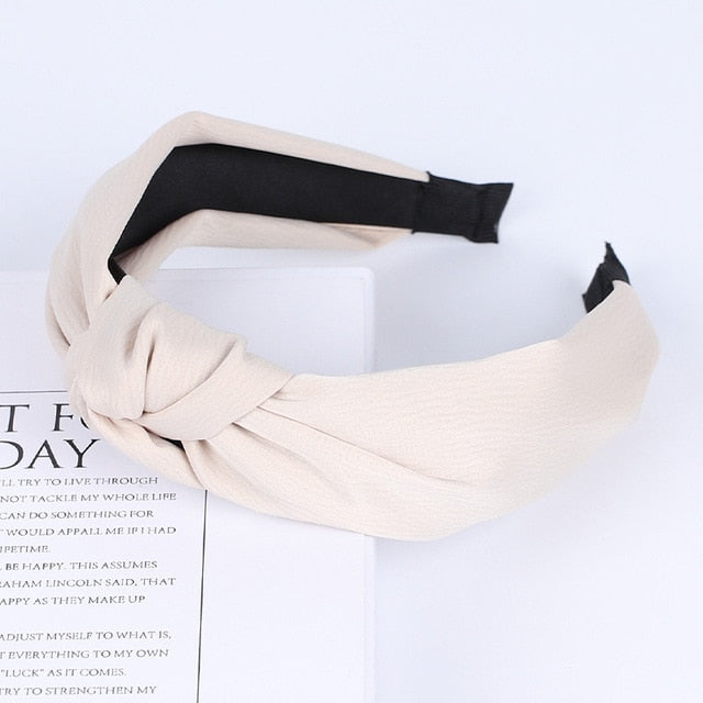 Solid Color Knot Headbands for Women Simple Fabric Girls Hairband Women Hair Accessories Wide Side Hair Band