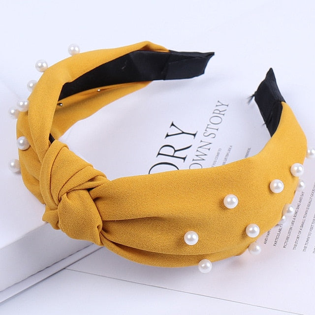 Solid Color Knot Headbands for Women Simple Fabric Girls Hairband Women Hair Accessories Wide Side Hair Band