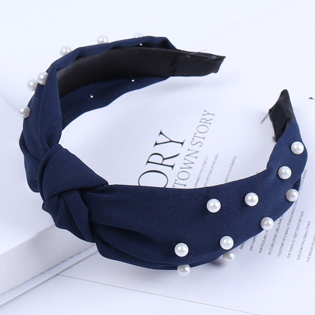 Solid Color Knot Headbands for Women Simple Fabric Girls Hairband Women Hair Accessories Wide Side Hair Band