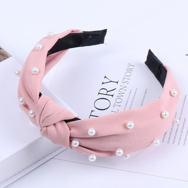 Solid Color Knot Headbands for Women Simple Fabric Girls Hairband Women Hair Accessories Wide Side Hair Band