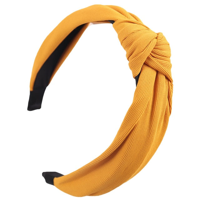 Solid Color Knot Headbands for Women Simple Fabric Girls Hairband Women Hair Accessories Wide Side Hair Band