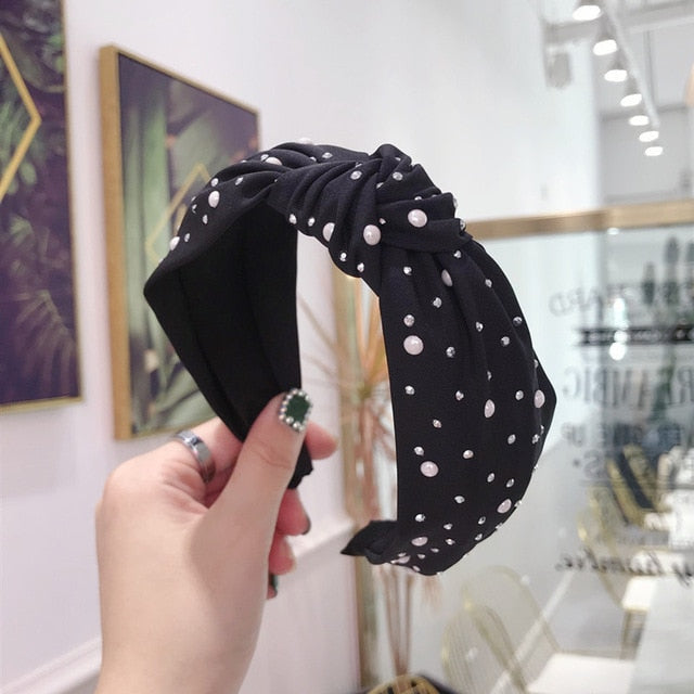 Solid Color Knot Headbands for Women Simple Fabric Girls Hairband Women Hair Accessories Wide Side Hair Band